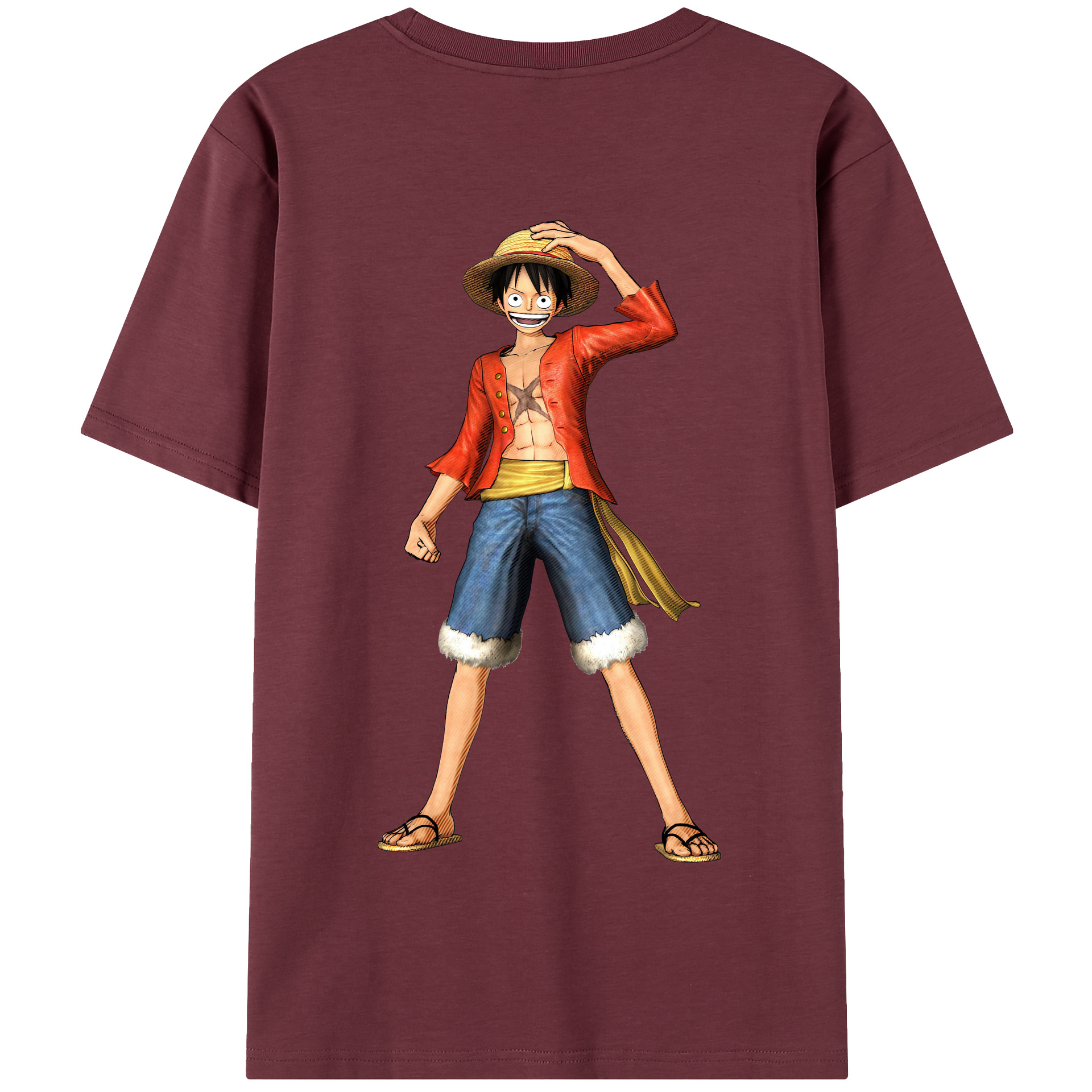 ワンピース モンキー・D・ルフィ ONE PIECE Monkey D. Luffy 綿100％半袖Tシャツ（背面プリント）